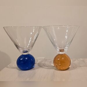 Postmodern Handblown Martini Glasses Set Of 2